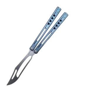 titanium handle killer whale practice blade butterfly fling knife